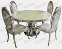 marble top stainless steel dining table桌椅