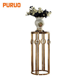 Luxury furniture metal marble table top wedding decoration church flower stand hotel style置物架