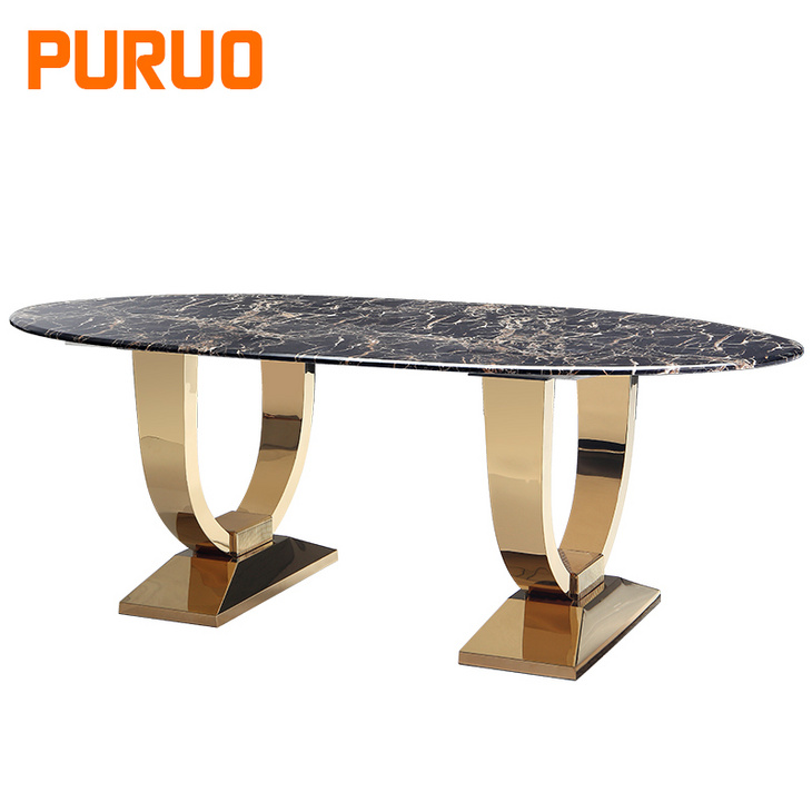 Marble table top replacement dining table modern stainless steel  base for dining furniture桌子