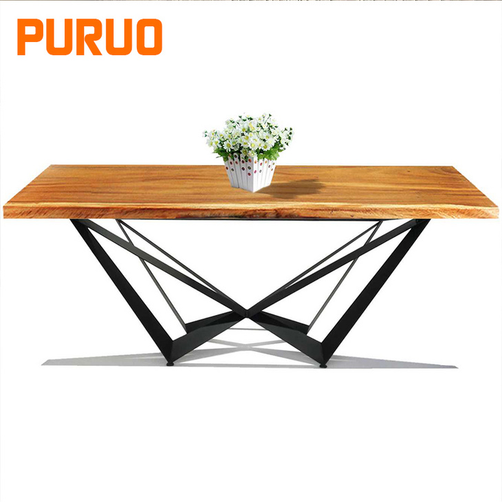 Modern glass dining table metal base for home furniture桌子