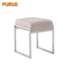 Gold brushed stainless steel frame fabric stool leisure sofa dressing chairs凳子