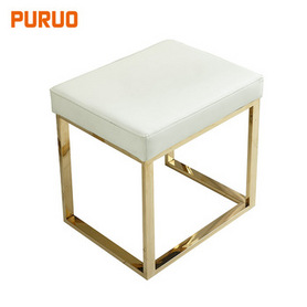 Leather square metal leisure PU sofa dressing chair for bedroom凳子