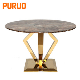 Marble table tops modern dining table metal table base for dining furniture桌子