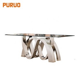 dining room furniture sets stainless steel legs square 6 chair dining set 10mm thickness tempered glass dining table餐桌