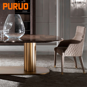 Modern dining table set marble table tops metal table base for dining furniture餐桌