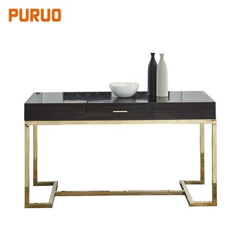 European style black mdf desk top dining table set modern luxury餐桌