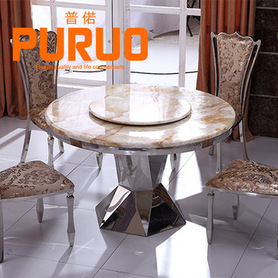 Round quartz marble stainless steel dining table餐桌