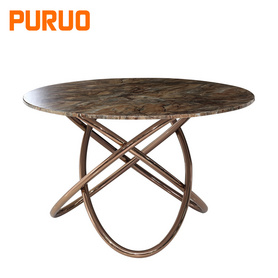 New modern dinning table set 6 chairs round marble table tops for dining furniture餐桌