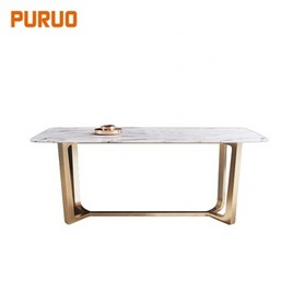 Dining room furniture marble dining table top with steel base餐桌