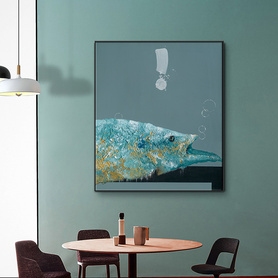原创纯手绘现代如鱼得水简约室内玄关书房茶室挂画定制装饰油画