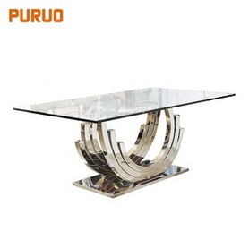 Modern dining room sets stainless steel dining table with glass