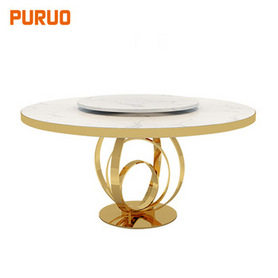 Marbal top stainless steel base  antique round dining table桌子