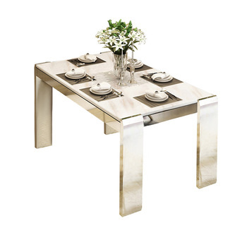 Household Modern Dinner Stainless Steel Marble Dining Table桌子