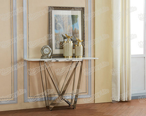 marble top and stainless steel  console table边桌