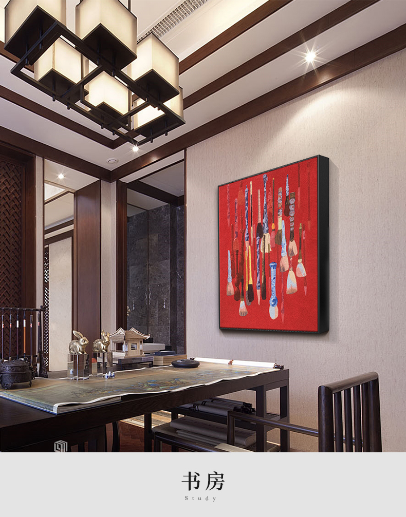 原创新中式笔墨春秋挂画客厅沙发书房办公室墙壁纯手绘油画定制