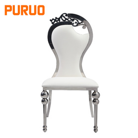 Dining chair leather pu new design metal base for dining furniture椅子