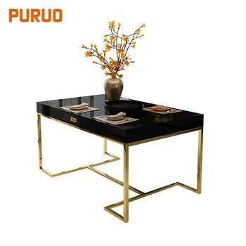 European simple style metal frame marble dining room table set桌子