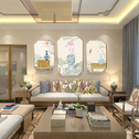 新中式中国风客厅装饰画沙发背景墙画禅意挂画八边形壁画字画