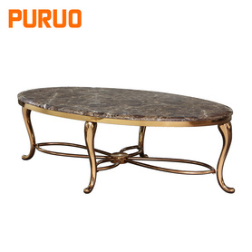 Living room coffee table marble top modern stainless steel table base for home design茶几