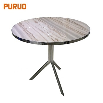 Marble top metal folding table legs round coffee table furniture茶几