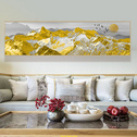 现代抽象装饰画卧室床头挂画沙发背景墙画油画金山长幅壁画