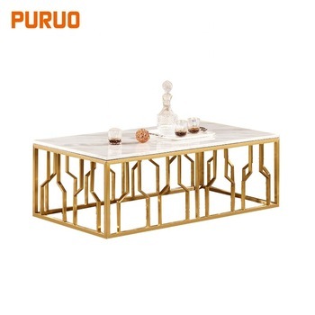 Modern design stainless steel table frame square marble tea coffee center table茶几