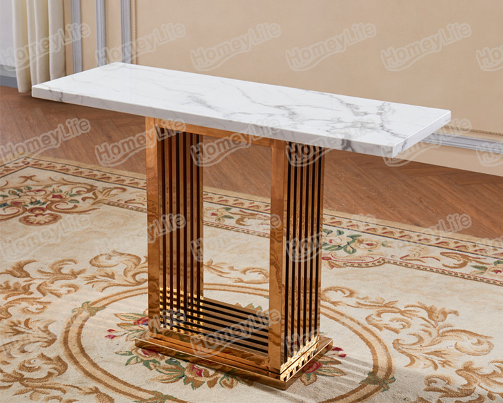 marble top and stainless steel console table边桌