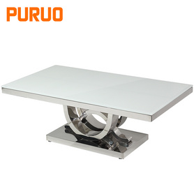 Living room coffee table stainless steel table frame tempered glass top for home design茶几