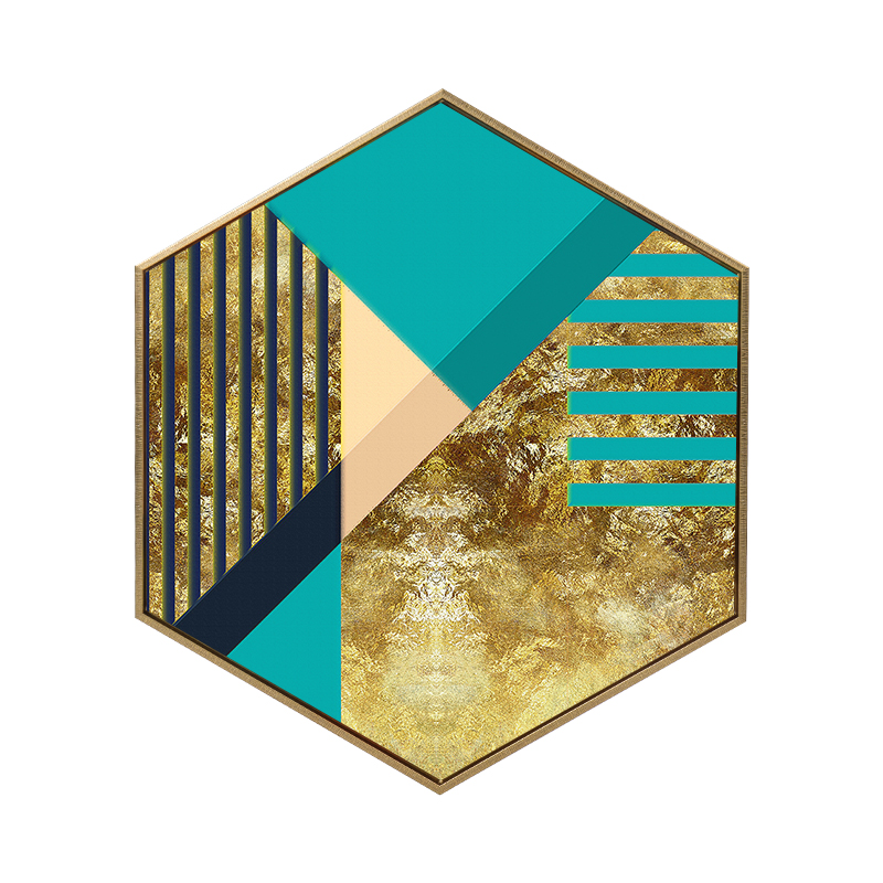 现代轻奢创意抽象六边形装饰画玄关壁画客厅画餐厅挂画卧室墙画