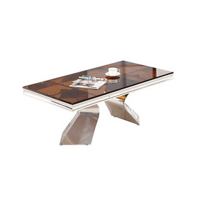 Glass stainless steel center table modern coffee table for home furniture茶几