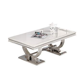 Silver Stainless Steel  Coffee table modern living room