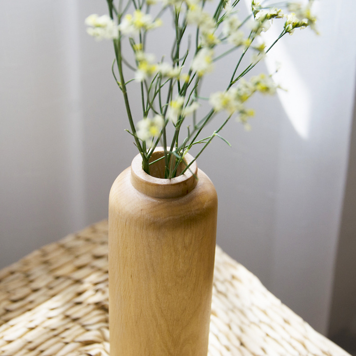中式干花花瓶创意简约实木茶艺花艺道具桌面餐桌装饰品小花瓶摆件