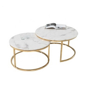 White marble top center table gold stainless steel coffee table茶几