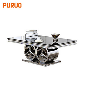 Living furniture European style unique stainless steel shape artificial marbal top coffee table茶几