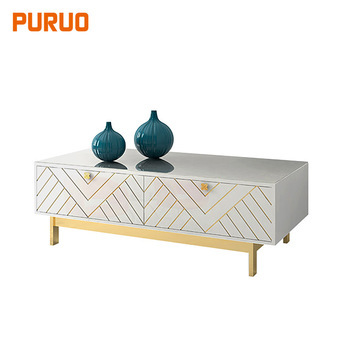 Living room  designer stainless steel coffee table base  with MDF wooden cabinet茶几