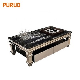 Marble top living room center table design coffee table with drawer茶几