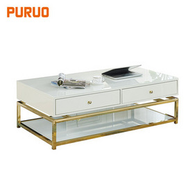 European style MDF table top living room center table metal coffee table茶几