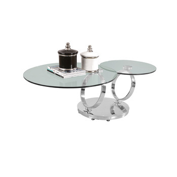 Living room furniture center table tempered revolving glass coffee table茶几