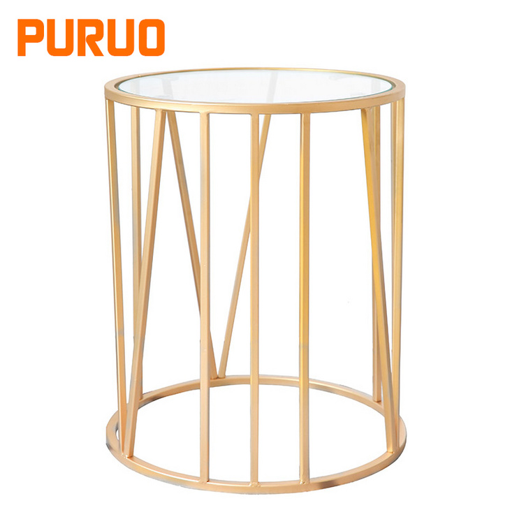 Living room corner design table round side table metal base茶几