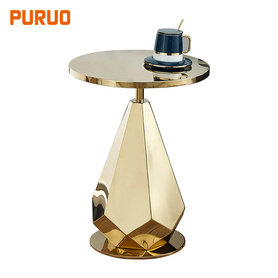 Modern unique new style taper shape living furniture mirror tempered glass top round side table边桌