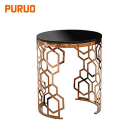 Metal stainless steel base side table marble modern style for home furniture边桌