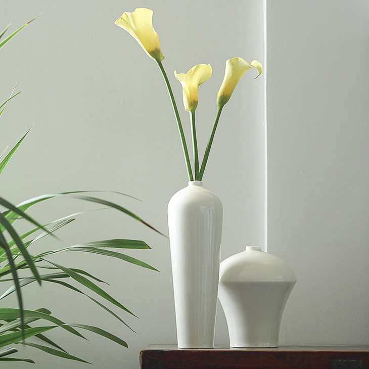 素颜 新式梅瓶象牙黄花瓶花器花插 家居装饰