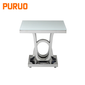 Living room corner design table stainless steel tempered glass side table for home furniture茶几