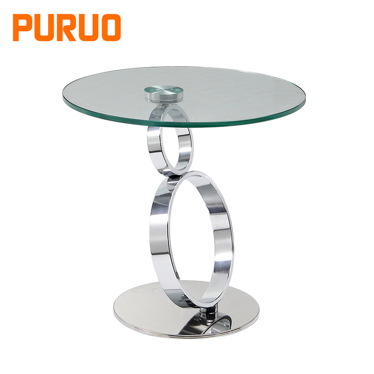 Glass side table modern style metal base for living furniture边桌