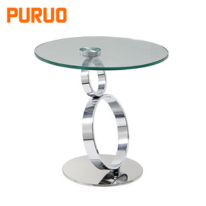 Glass side table modern style metal base for living furniture边桌
