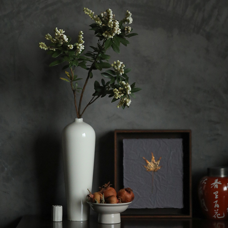 素颜 青白瓷花器花瓶花插 新式梅瓶 茶室家居空间陈设