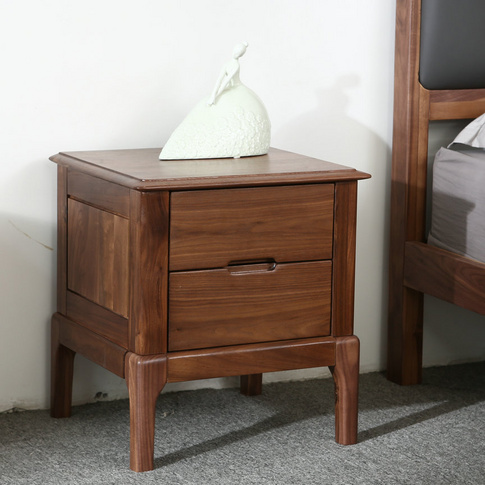 New Chinese Style Double Black Walnut Bedside Table