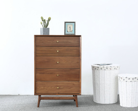 Black Walnut Solid Wood Suspended Chest Bedside Cabinet of Drawers