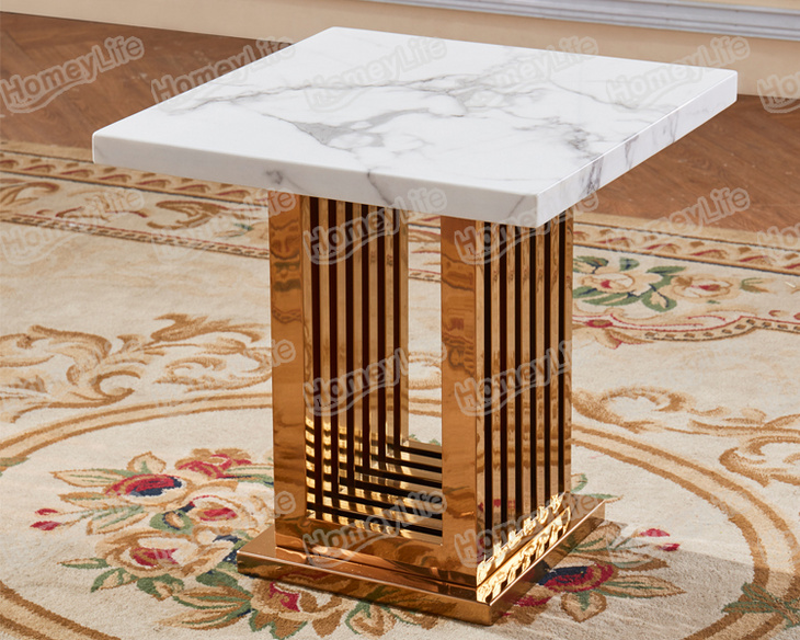 Marble top ande stainless steel lamp table茶幾
