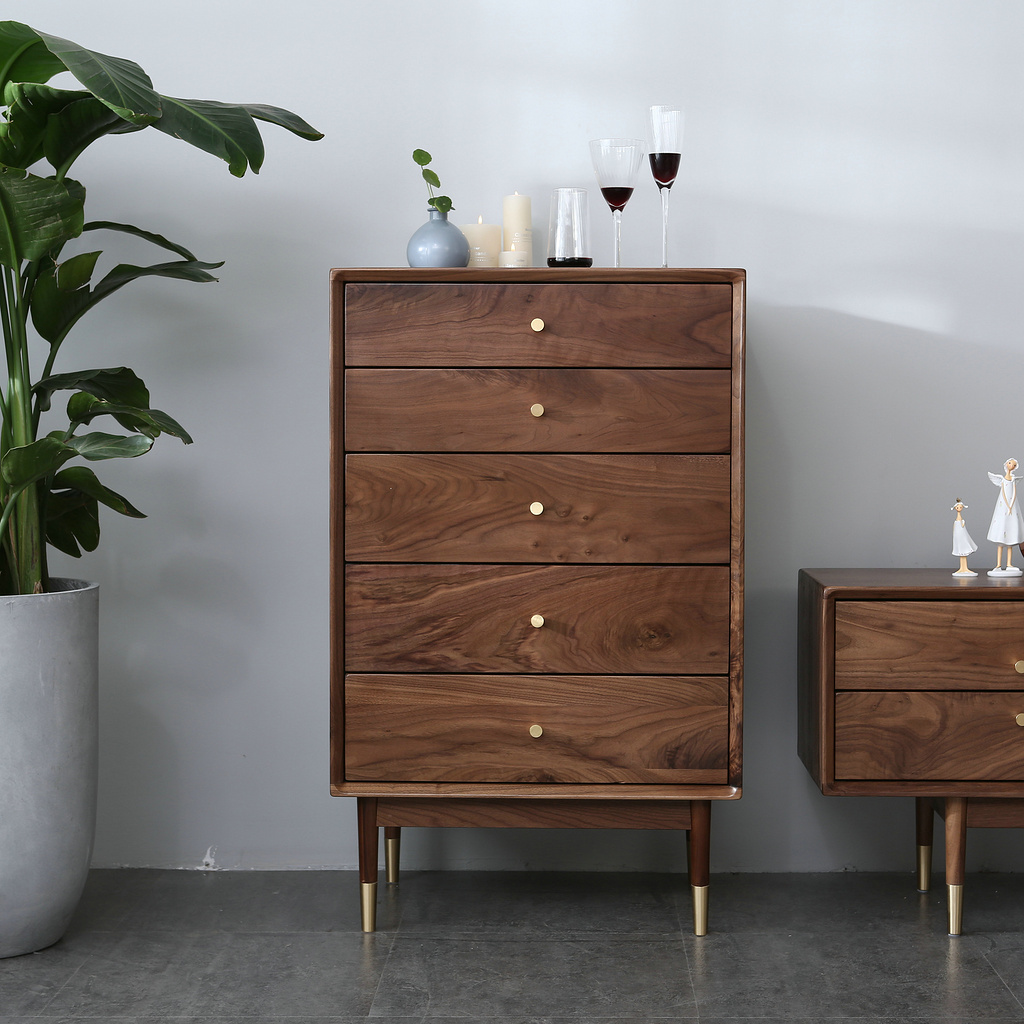 黑胡桃实木星光五斗柜价格|品牌|采购|批发厂家-家具在线官网